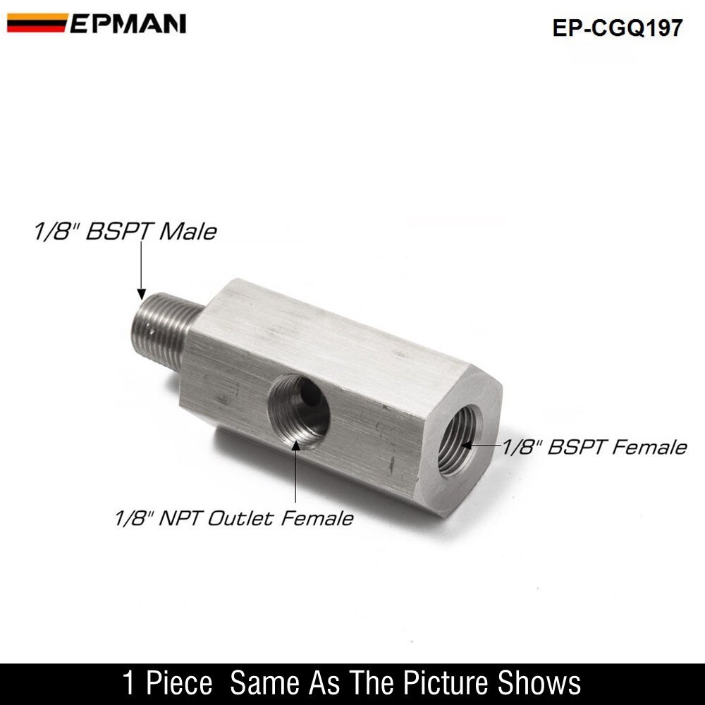 EPMAN 1/8'' NPT & 1/8" BSPT & M10 Oil Pressure Sensor Tee Adapters Turbo Supply Feed Line Gauge Stainless Steel CGQ200: CGQ197