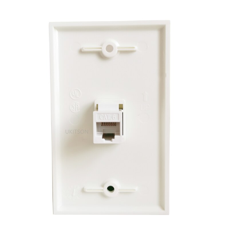 1 Port CAT6 RJ45 Keystone Jack Wall Plate Female To Female Lan Socket In White For Internet Patch Cord USA Faceplate