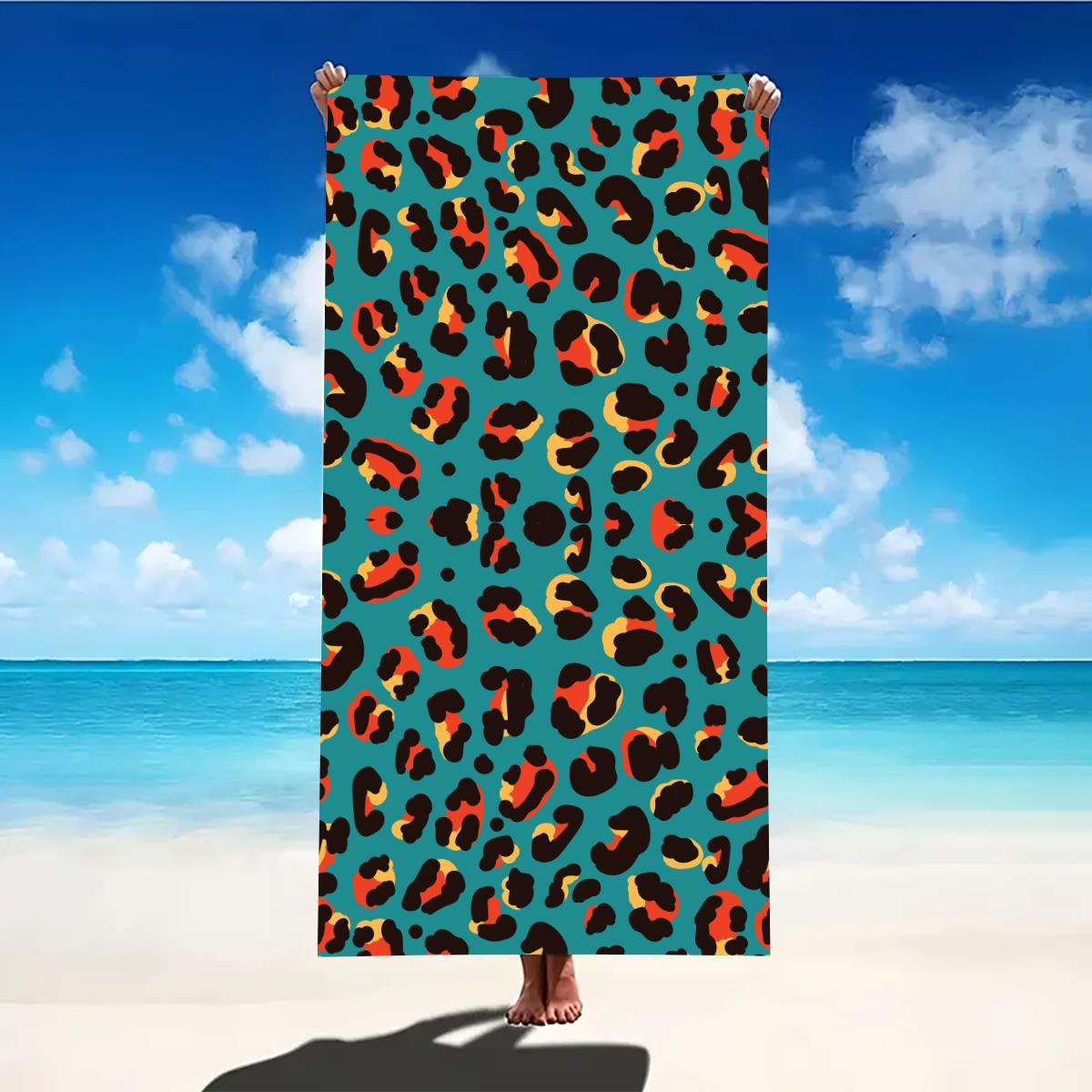 Toalha de praia tigre com estampa de leopardo, grande microfibra, ultra macia, secagem rápida, para natação, yoga, leve, viagem, acampamento: XS / Verde