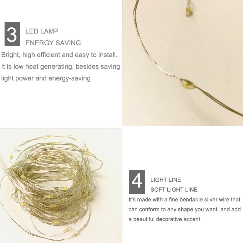 Fairy 2M 5M 10M Battery Operated LED Copper Wire String Lights For Wedding Christmas Garland Festival Party Home Decoration lamp