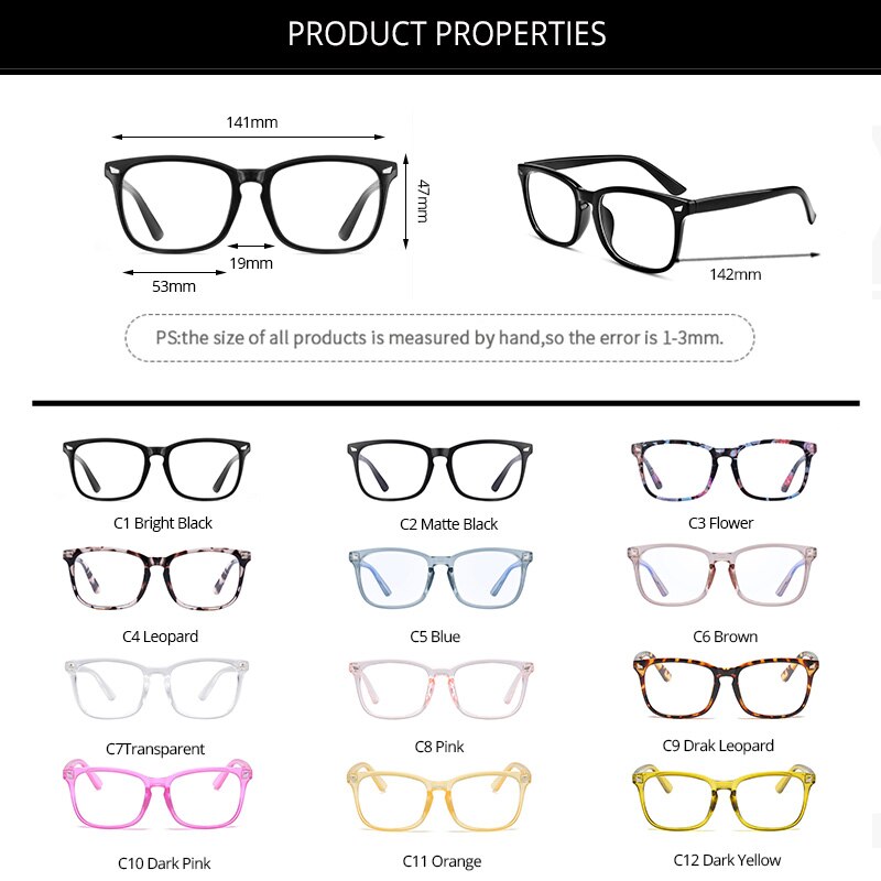 COASION Blue Light Blocking Glasses for Women Men Square Nerd Eyeglasses Frame Computer Game Glasses UV Protection CA1396A