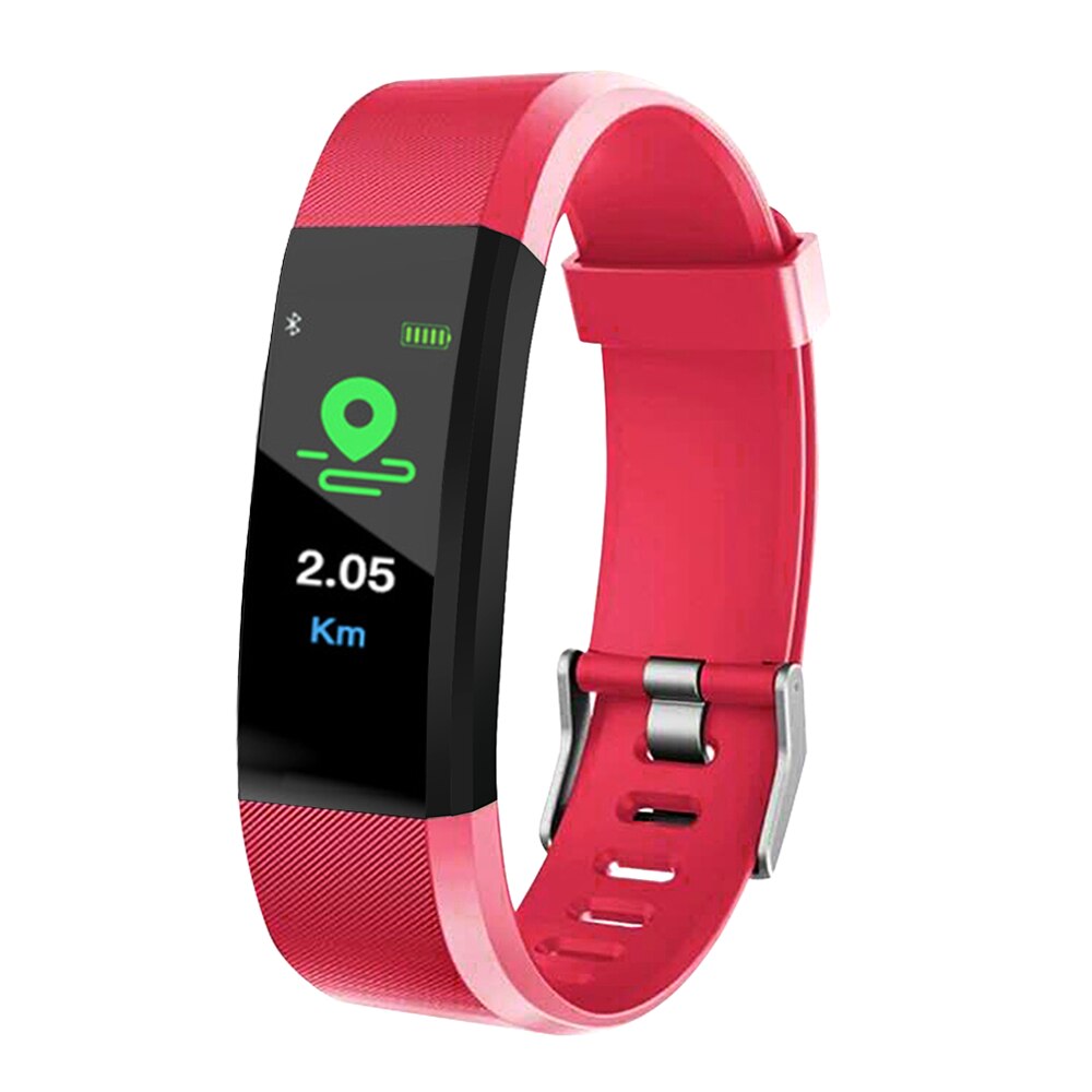 115 plus smart armbånd smart ur fitness tracker sundhed pulsmåler band tracker smart armbånd vandtæt smartwatch: Rød