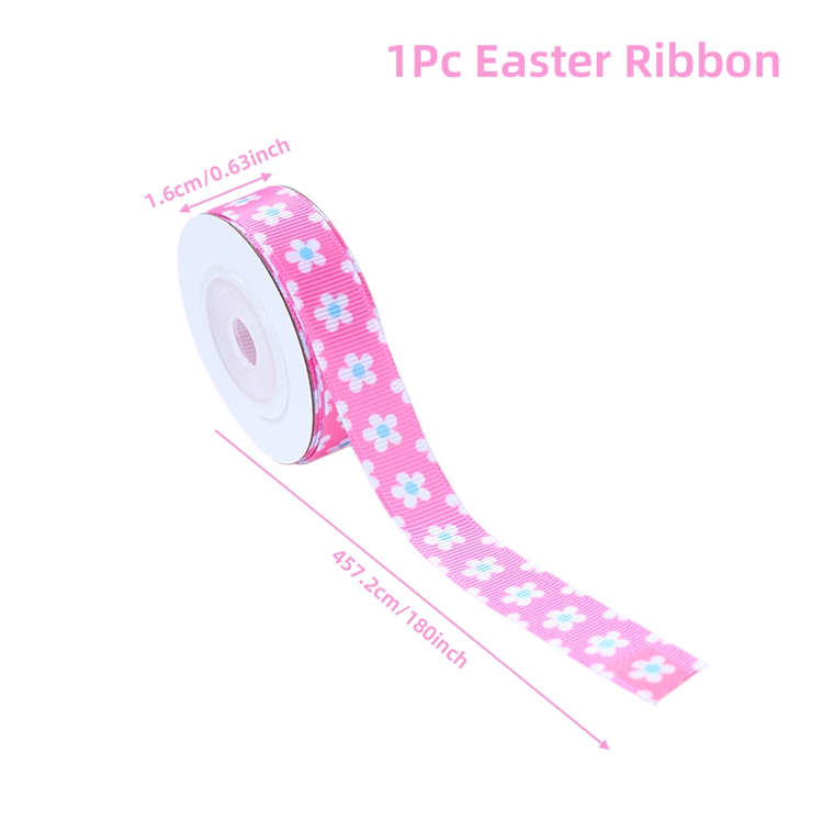 Vrolijk Pasen Lint Paasdecoratie 2025 voor thuis Polyester Cadeaupapier Lint DIY Ambachten Vrolijk Pasen Feestartikelen: Deep Sapphire