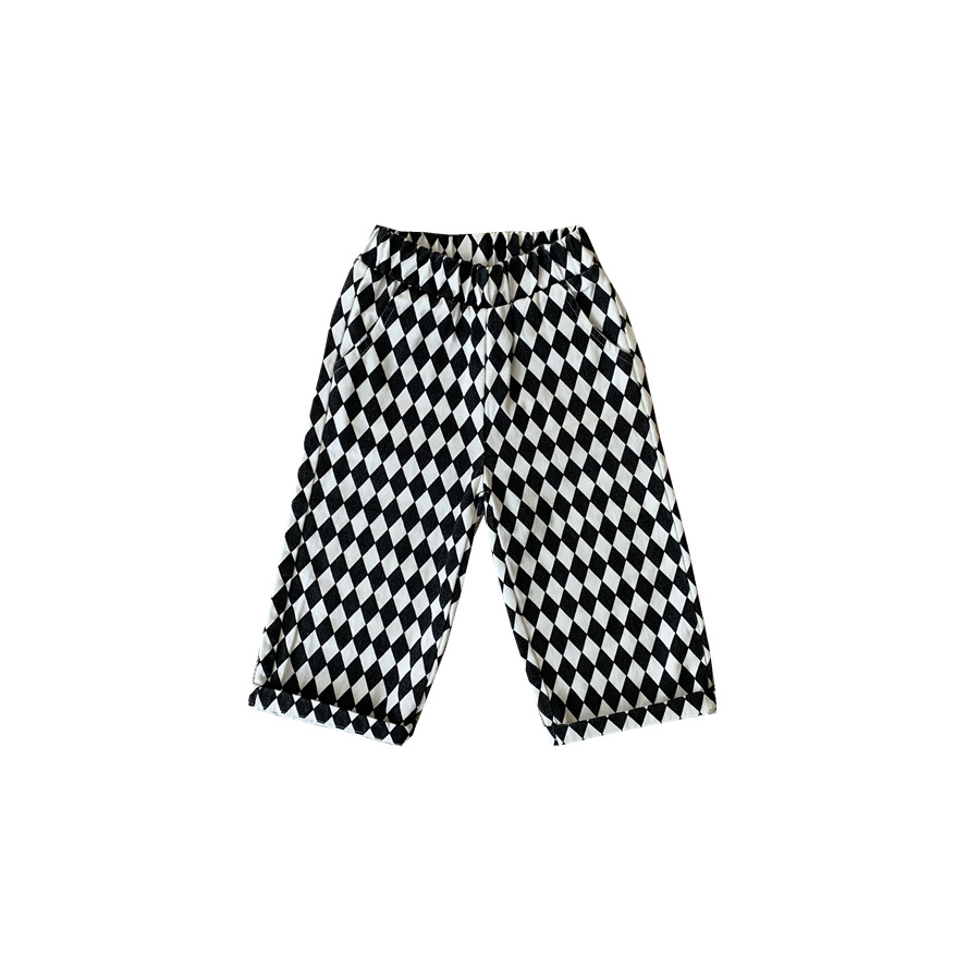 1428C Kinderen Casual Rechte Broek Lente Herfst 2022 Diamant-Vormige Jongen Casual Broek Dambord Broek Meisje Broek