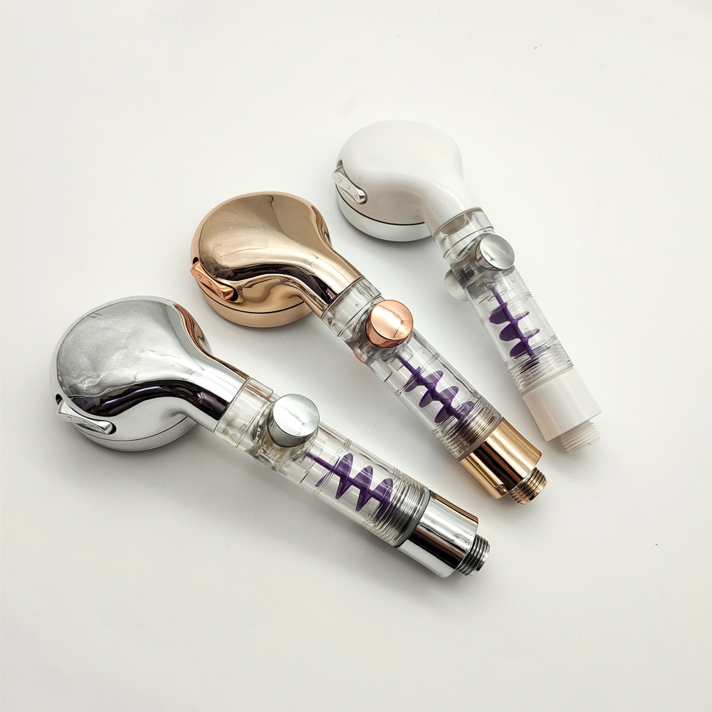 Zloog ABS Bathroom Handheld Shower Head with Stop Button Pressurized Turbo Nozzle Water Saving High Pressure Fan Shower Head
