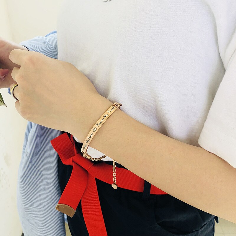Vnox Beste Vriend Zus Armbanden Vriendschap Sieraden Rose Goud Rvs Ketting