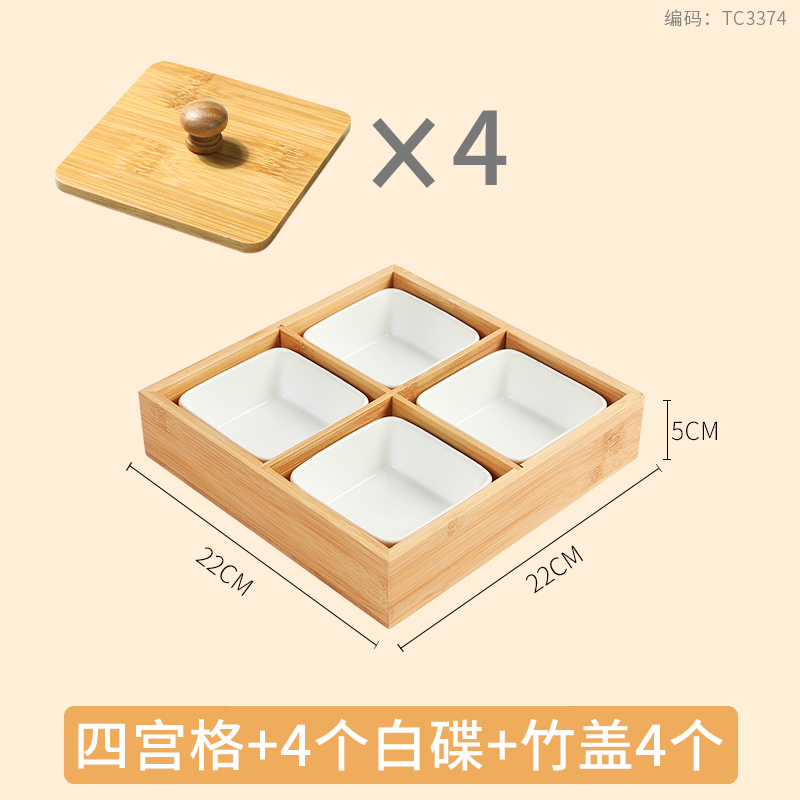 Bamboo Tray Dried Fruit Snacks Fruit Dessert Sushi Plate Pot Compartment Container Tea Table Snacks Dinner Plate: green