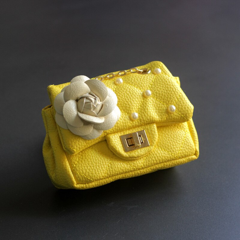 Meisjes Mini Handtas Kinderen Schoudertas Mode Bloem Klinknagel Glitter Metalen Ketting Emmer Kid Flap Bag Shiny Party Baby Portemonnee: Yellow 4