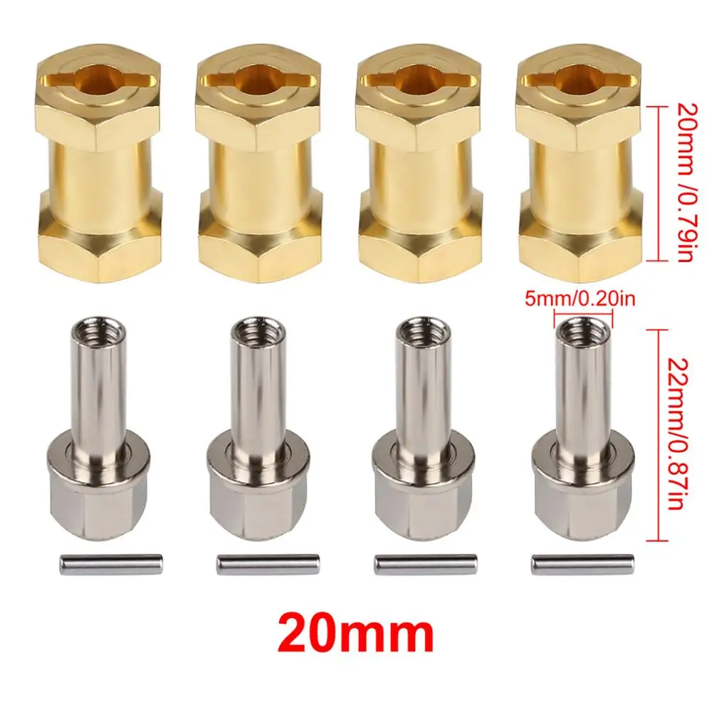 INJORA cięższy mosiężny przedłużony Adapter 12MM koło sześciokątne 12/15/17/20/25MM dla 1/10 gąsienica RC oś samochodu SCX10 90046 D90: Burgundowy