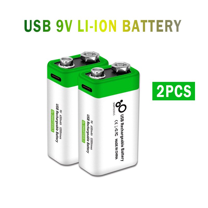 2-10PCS 9V 6F22 650mAh USB lithium Rechargeable battery 9 V li-ion batteries for Multimeter Microphone Toys Remote Control: 2PCS