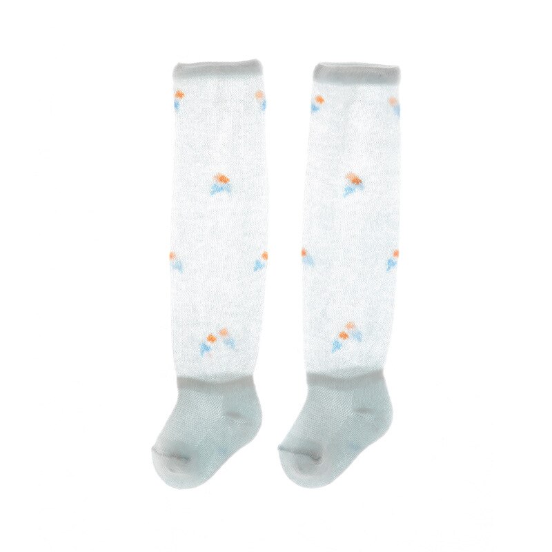 Calcetines de malla con lazo grande para bebé y niña, calcetín largo hasta la rodilla, de algodón, para recién nacidos de 0 a 24 meses, para verano,: Blue popsicle / M 1-3 years old