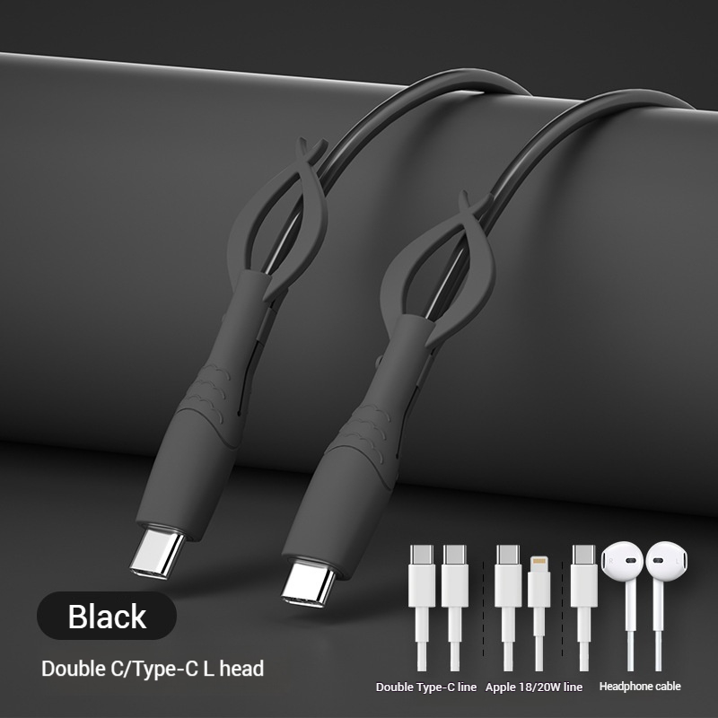 2in1 Silicone Cable Protector for Android/iPhone Anti-Snap Charger Cord Guard /w Reinforced Connector & Tangle-Free Organizer: Beige