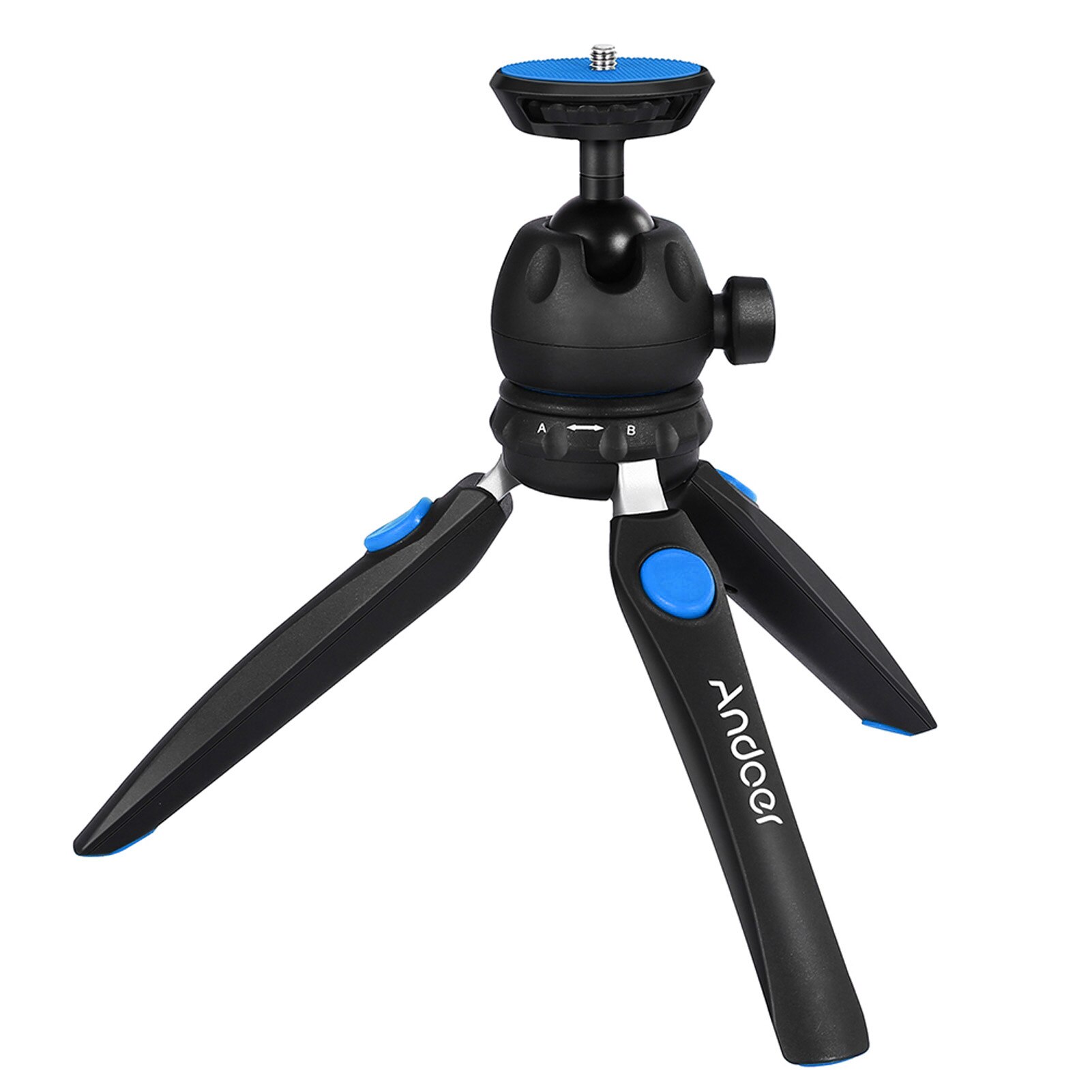 Andoer H20 Mini Tabletop Tripod Portable Foldable Phone Camera Tripod Stand with Removable Ball Head with 1/4 Inch Screw: Blue