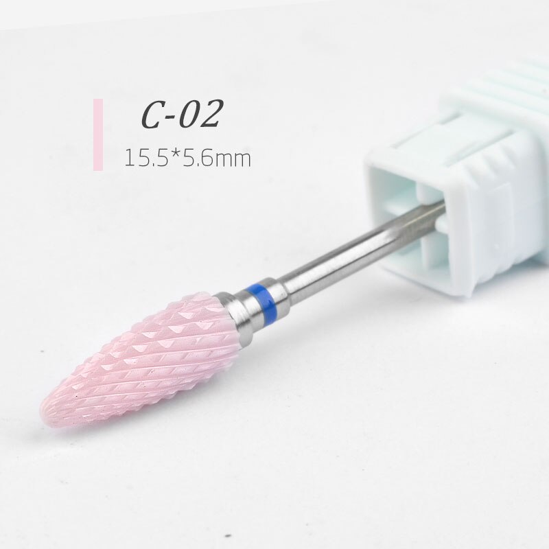1Stck Rosa Nagel Kegel Spitze keramik Bohrer Bits Elektrische Häutchen Sauber Dreh für Manikübetreffend Pedikübetreffend Schleifen Kopf Schleifer Werkzeug: 02
