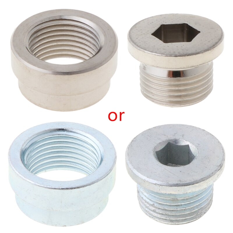 2 Stks/set O2 Zuurstof Sensor Weld Op Bung & Plug Wideband Moer & Cap Kit Stapte Moer Adapter A0NE