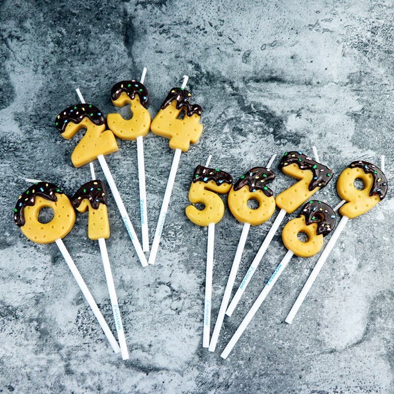 Candelas de cumpleaños con números de galletas y Chocolate para niños, gran imitación, decoración de magdalenas, 11,5 cm, 1 unidad