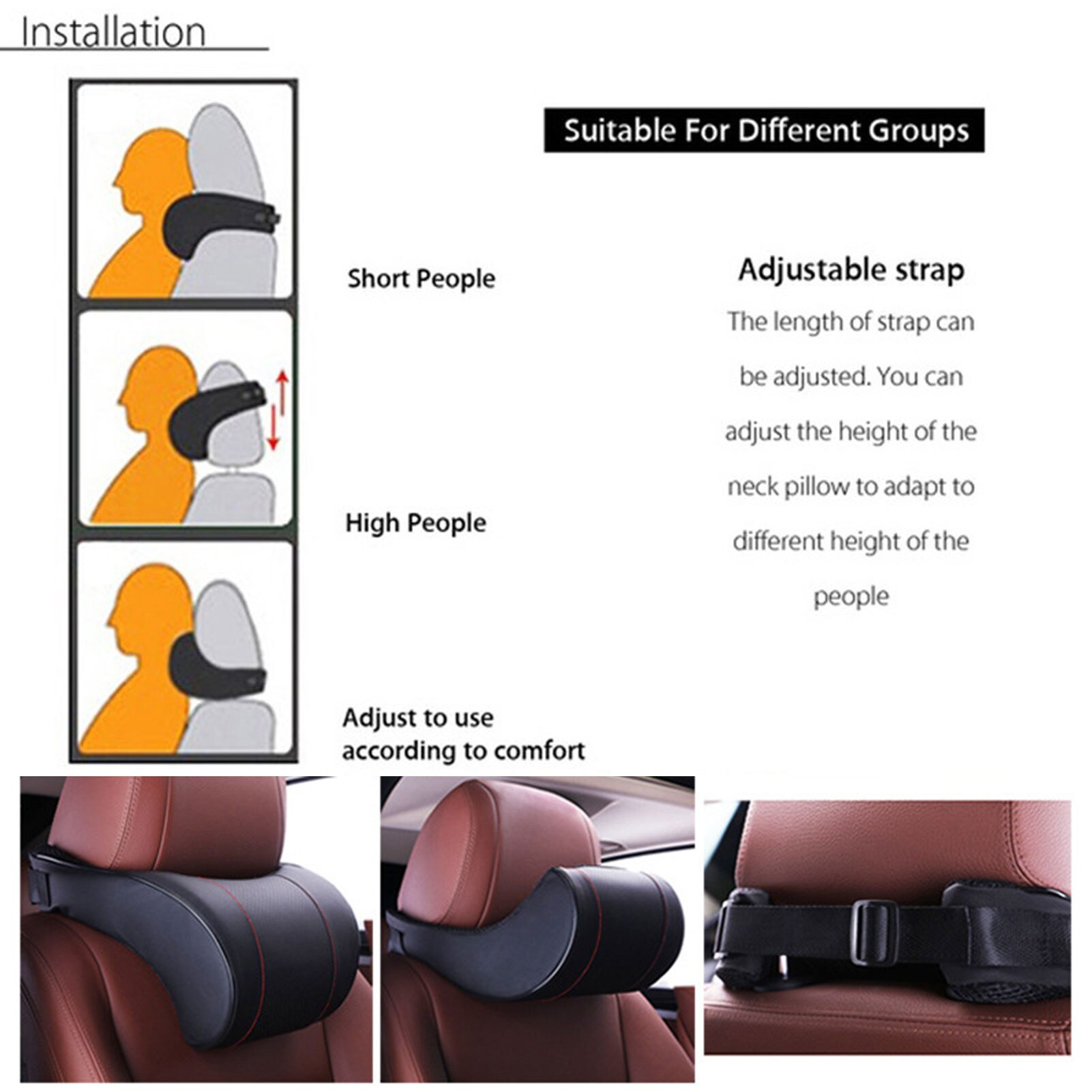 PU Leather Car Pillow Memory Foam Pillow Neck Rest Seat Headrest Cushion Pad Neck Guard Seat Cushion Headrest