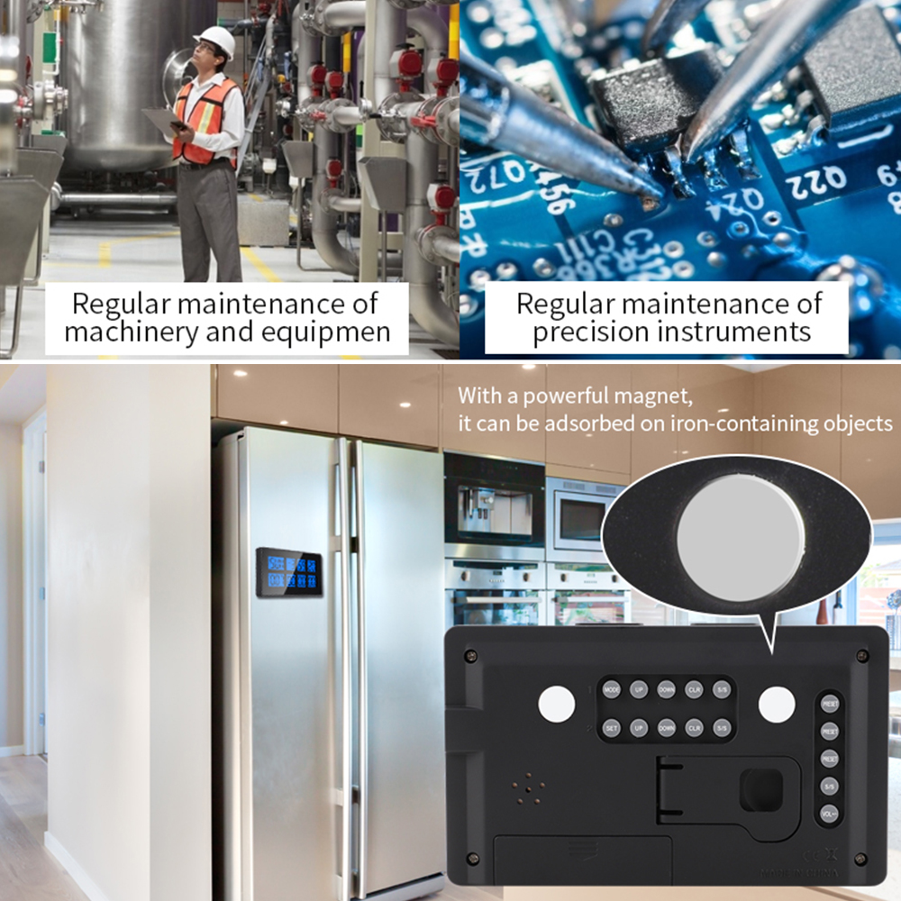 Dual Channel Timer Digital Kitchen Timer 2 Channels Count Up &amp; Down Incubation Timepiece Alarm Clock with Snooze Large Display