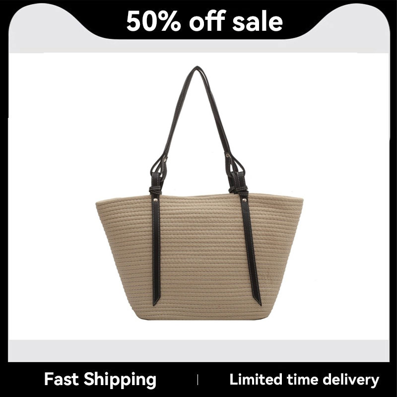 Bohemian Stijl Strandtassen Hoge Capaciteit Handgemaakte Stro Handtas Bakken Casual Reis Strandtas Boodschappentassen Portemonnee Damestas