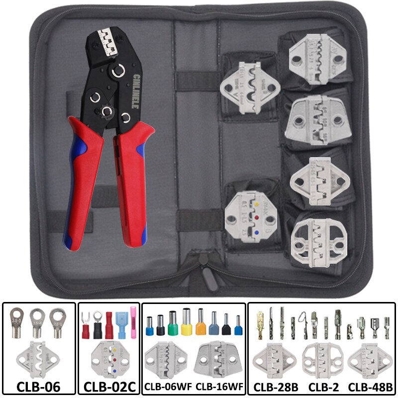 Male/Female Spade Crimp Terminals Crimping Tools Electrical Pliers Insulating Sleeve Wire Wrap Connector SN-48B: CLA6SET-BAG