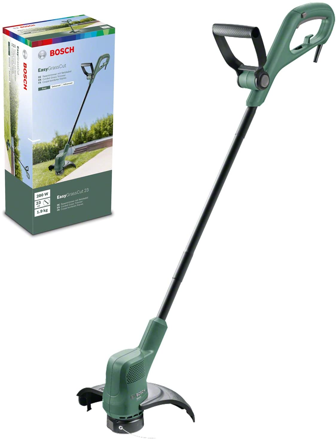 Cortacésped EasyGrassCut 23 para el hogar y el jardín, recortador de césped (280 W, en caja de cartón), 23 cm, 06008C1H00 Bosch