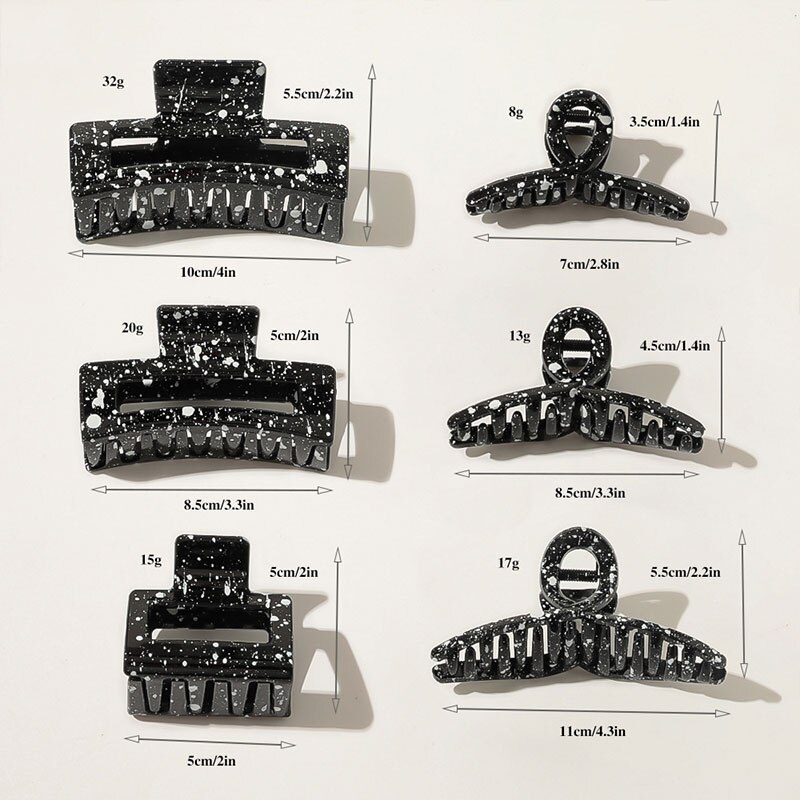 Melk Koe Kleur Geometrische Grote Haar Klauwen Vrouwen Meisjes Vintage Hollow Acryl Haarspelden Acetaat Haar Clips Krab Haar Accessoires