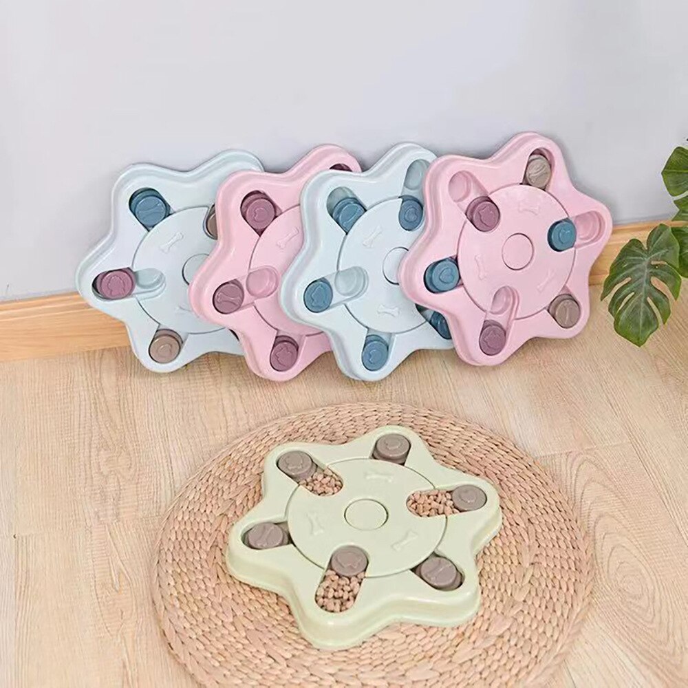 Chien Puzzle jouets augmenter IQ interactif chiot chien distributeur de nourriture pour animaux de compagnie chien jouets de formation fleur forme ronde Puzzle jouet