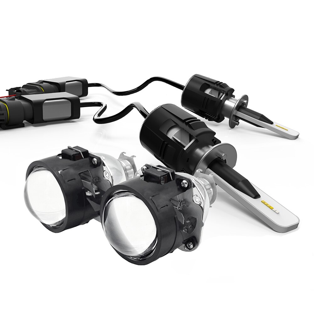 H1 B6 LED Bixenon hid car Projector lens Conversion Kit 42W 5200LM CSP Y11 Chips All in one Pure White 6000K Car Lamp Bulb DIY: Lavender