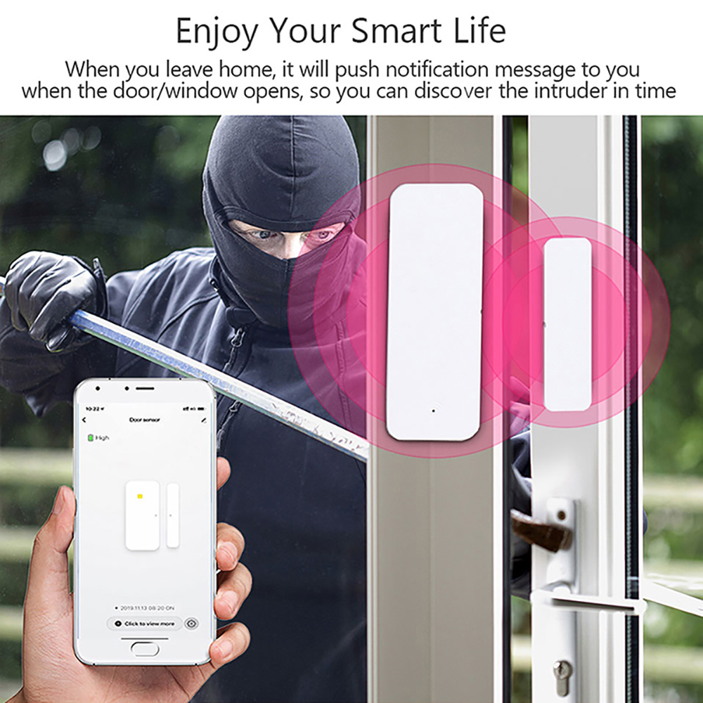 Tuya WiFi Zigbee Window Door Sensor Smart Home Door Open/Closed Detectors Window Sensor SmartLife Works With Google Home Alexa