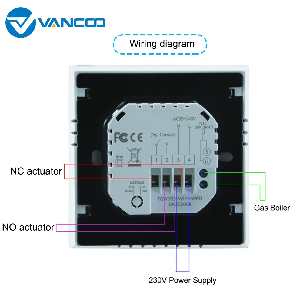 Vancoo Tuya WiFi Smart Thermostat 220v Electric floor Heating Water/Gas Boiler Temperature Controller for Google Home, Alexa: TGW003-WIFI-WPB