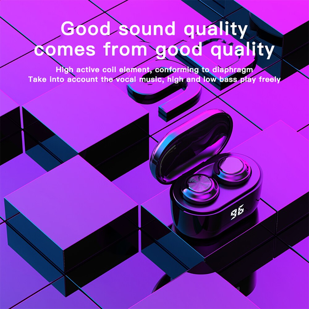 TWS 5.0 Bluetooth Earphone Wireless Headphone Waterproof Stereoe Earbud Micophone Headest Mini Gaming earphone Shocking 4D sound