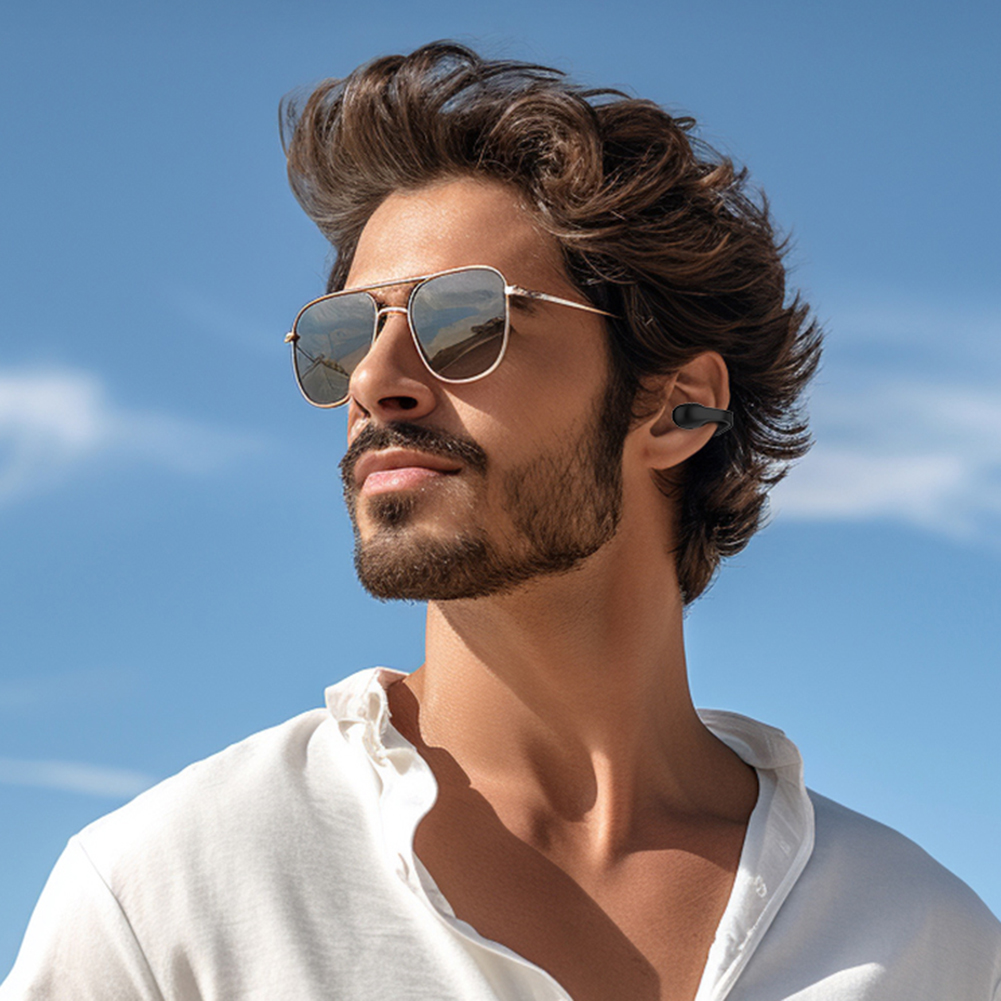 Open Ear Clip Headphone Bluetooth-Compatible 5.4 Single Sports Headset Waterproof Sport Earphones for Workouts and Running