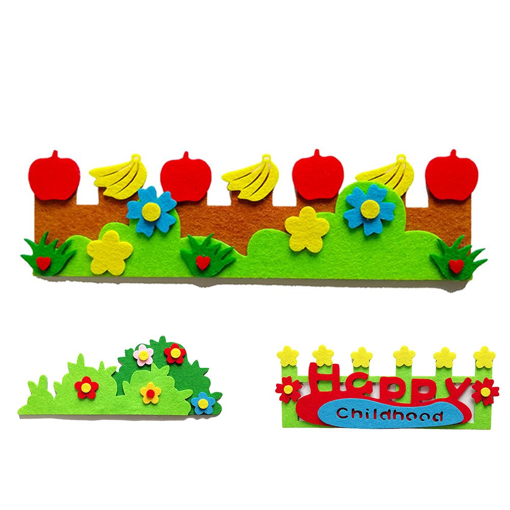 9 Sets Kids DIY Felt Garden Fence Craft Wall Stickers Kindergarten Decoration Intelligence Develop Toys