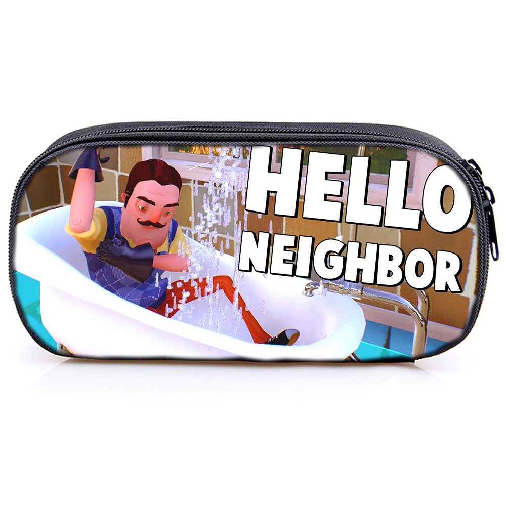 Cute Hello Neighbor Kids Pencil Case Cute Stationery Box Students Boys Girls Makeup Bags: 13