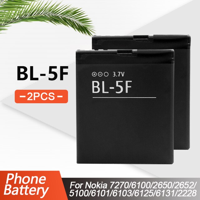 BL-5F BL5F BL 5F Remplacement Batterie De Téléphone Pour Nokia N95 N96 N98 N99 N72 N78 N93i 6290 E65 6290 6210S/N 6710N N95 C5-01 E65 X5: 2PCS