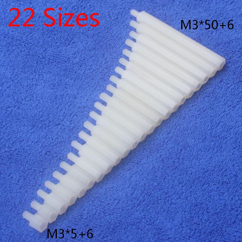 M3*28+6 hvite 1 stk 28mm nylon avstandsstykke standard  m3 mann-hunn avstandssett reparasjonssett pc verktøy