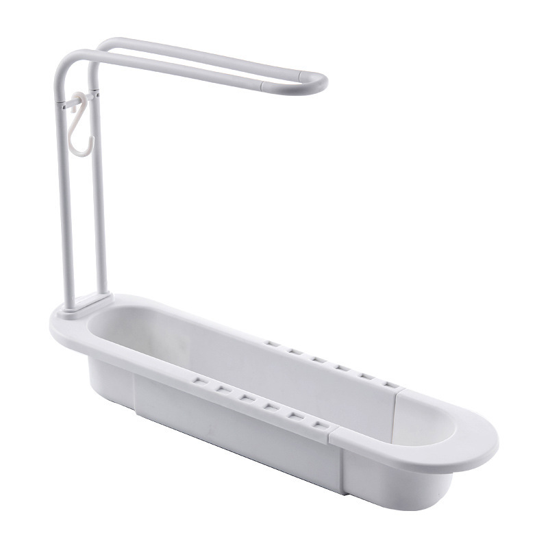 36-50 cm Teleskop Regal Ablauf Wasser Gestell Waschbecken Organizer Seife Schwamm Handtuch Halfter Küche Spielereien Lagerung Korb zubehör: Licht Grau