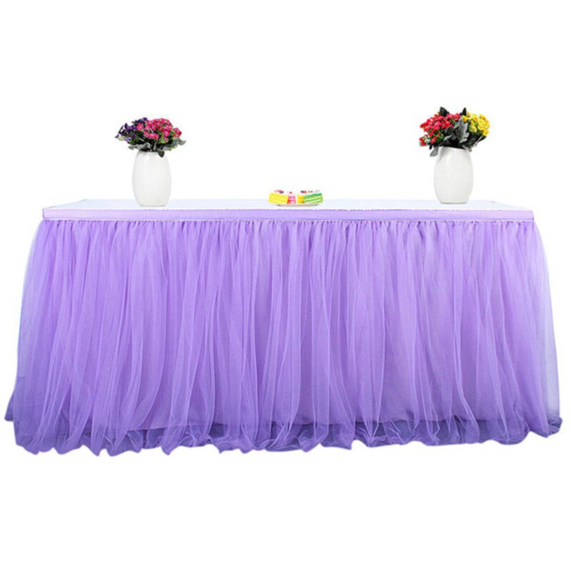 USA 6ft Wedding Tulle Tutu Table Skirt Party Birthday Festive Baby Shower Decor Bed Skirt Home Textile: Purple