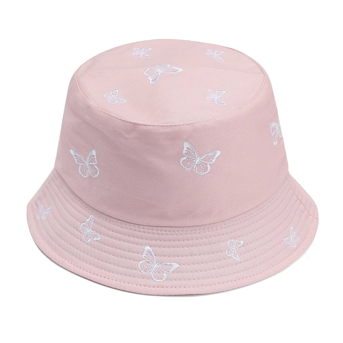 Sombrero de pescador con bordado de mariposa para hombre y mujer, gorra de pescador con bordado de mariposa, doble cara, de algodón, protección solar, 2022