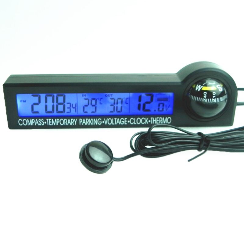 12V horloge numérique affichage intérieur extérieur boussole LCD rétro-éclairage temporaire Parking voiture thermomètre alerte voiture/camion/RV