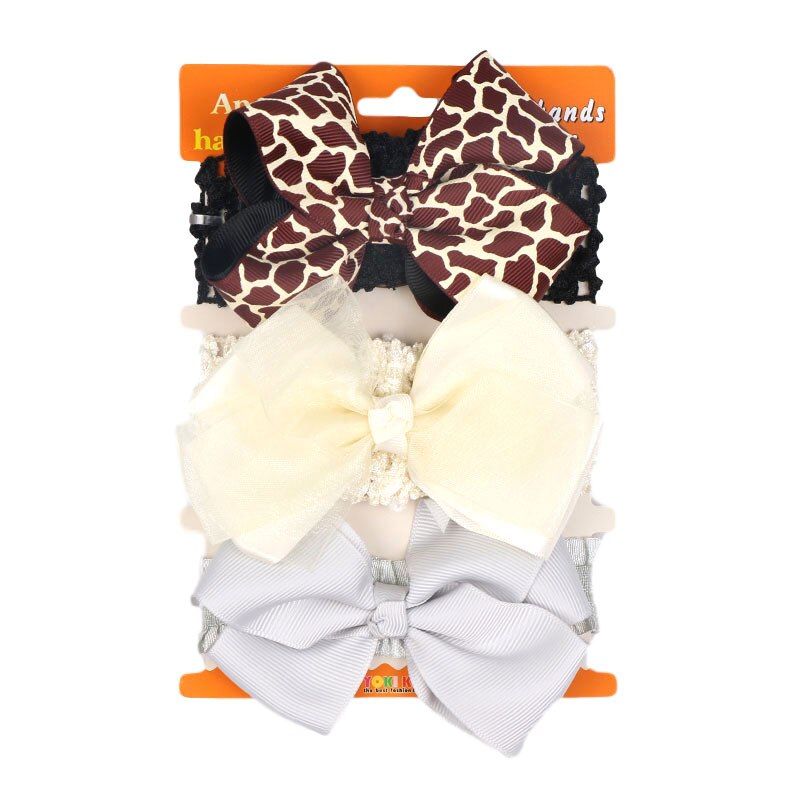 Children's Hair Ornaments Set 61158 Women's Cute Baby Cotton Bow Headband 3 Pairs/pack Red Elastic Headband: 8