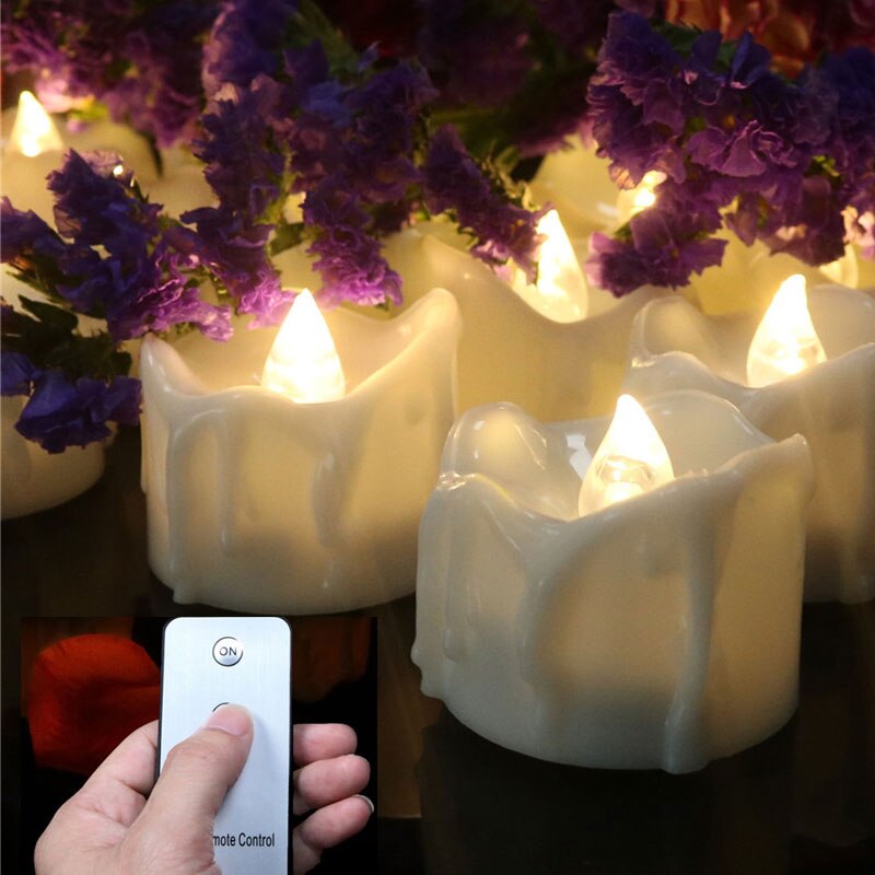 Velas de té sin llama parpadeantes con Control remoto, luz LED con forma de vela pequeña, , boda, decoración del hogar de seguridad, 12 piezas