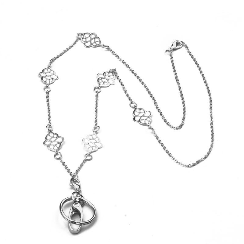 Silver Badge Lanyards Holder Necklace Lanyards with ID Holder Keychain for Teachers Nurses Mothers: Default Title