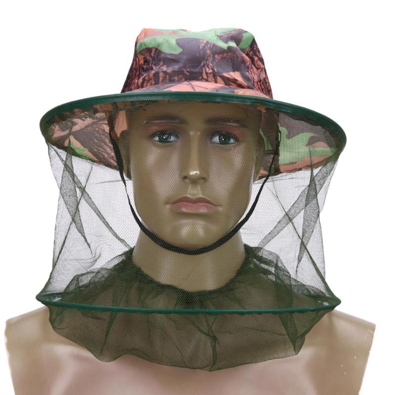 Camouflage Vissen Hoed bijenteelt Insecten Klamboe Preventie Cap Mesh Vissen Cap Outdoor Zonnescherm Lone Hals Head Cover