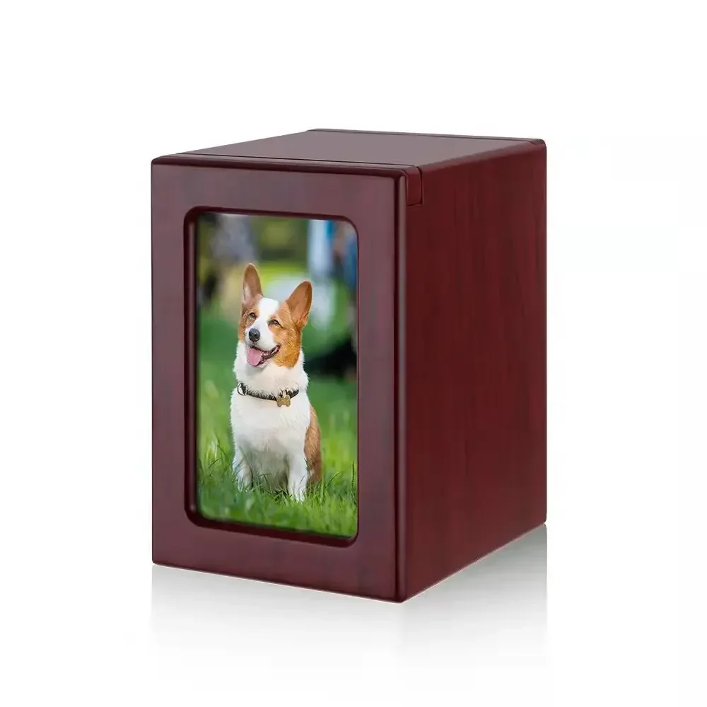 Houten Hond Kat Urn Foto Asbak Kist Memorial Box urnen voor menselijk als kattengedenkteken: M / YELLOW