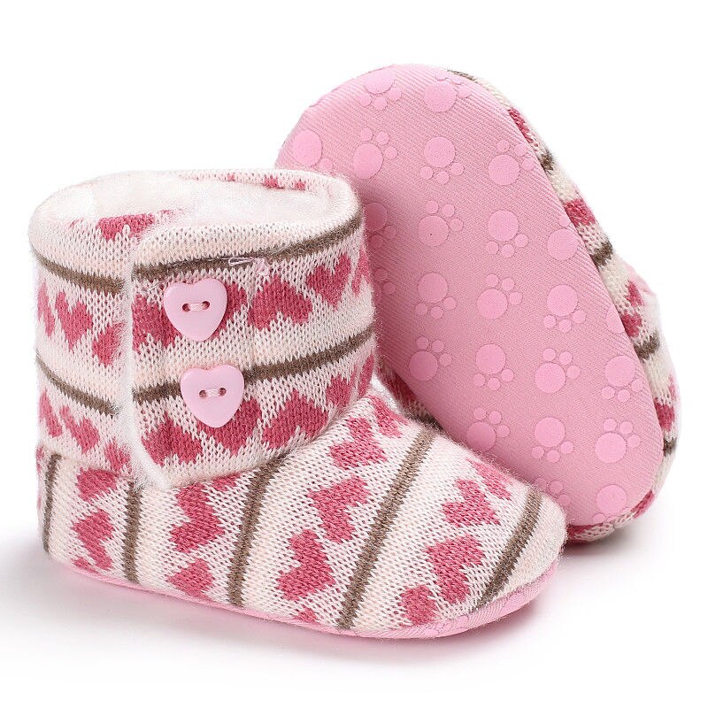 Baby Mädchen Winter Schnee Schuhe Kleinkind Stiefel Plüsch Vlies Warme Stiefel Anti-Unterhose Kleinkind Krippe Schuhe Prewalker 0-18M: Rosa / 7-12 Monate