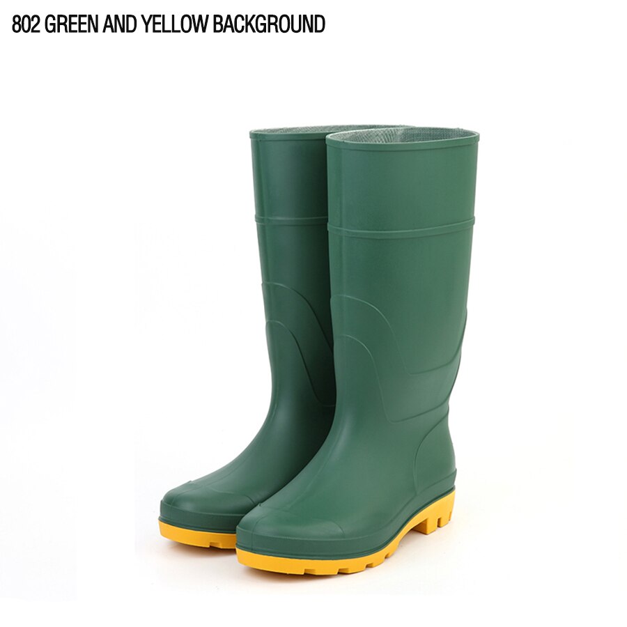 PVC rain boots for agricultural green yellow sole industrial safety rain boots rubber water shoes: 45