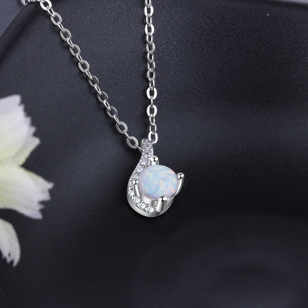 925 Sterling Silber Opal Halsketten & Anhänger Frauen Kette Halsketten mit Zirkon Hochzeit Schmuck für Mädchen (Lam Hub fong)