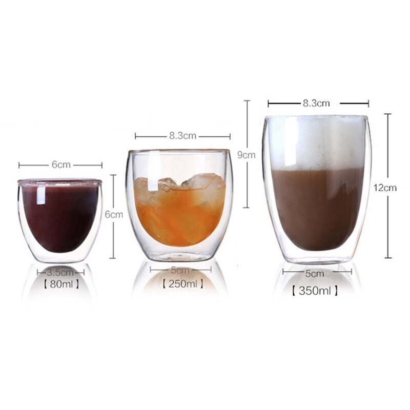 Heat-resistant Double Wall Glass Cup 80/250/350ML Beer Mug Tea Whiskey Glass Cups Drinking Glasses Water Bottle Coffee Cups