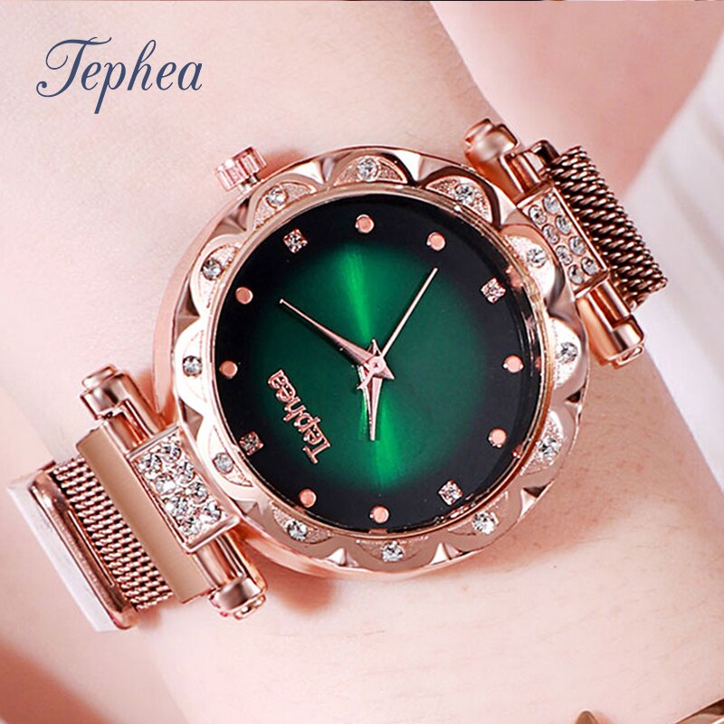 Rose Goud Luxe Vrouwen Horloges Dames Diamant Magnetische Armband Polshorloge Vrouwelijke Horloge Meisje Klok Uur Relogio Feminino